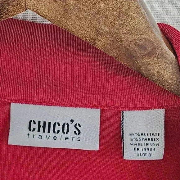 Chico's Travelers Women's Polo Shirt Size 3/ XL Red 2087C - Picture 3 of 5